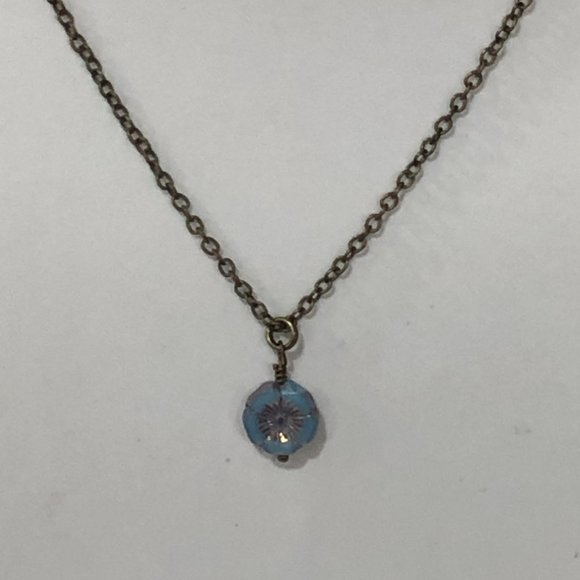 NEW Czech Glass Pansy brass necklace and earrings - Picture 4 of 5